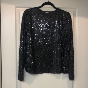 Black Sequin top with an open back